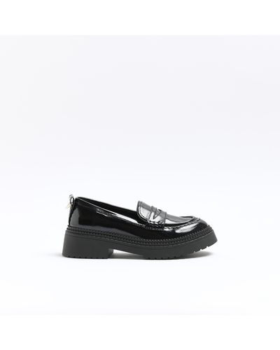River Island Black Patent Chunky Loafers