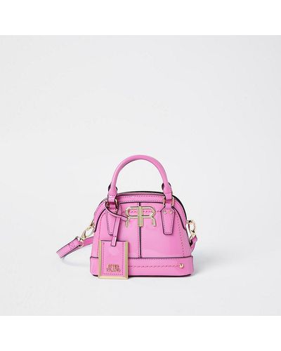 River Island Pink Patent Ri Mini Tote Bag