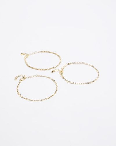 River Island Gold Plated Chain Bracelet Multipack - White