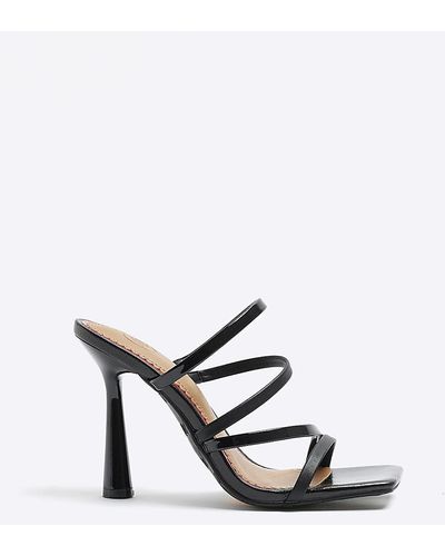 River Island Black Strappy Heeled Sandals - White