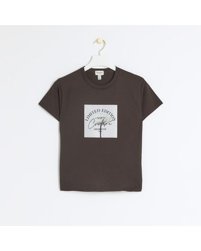 River Island Graphic Patch T-shirt - Brown