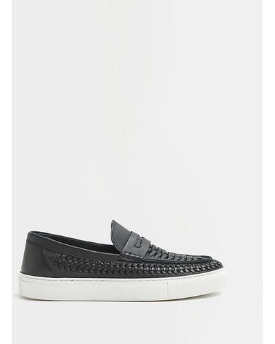 River Island Black Woven Cupsole Loafers