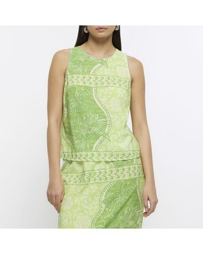 River Island Floral Sleeveless Top - Green