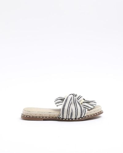 River Island Navy Twisted Flat Sandals - White