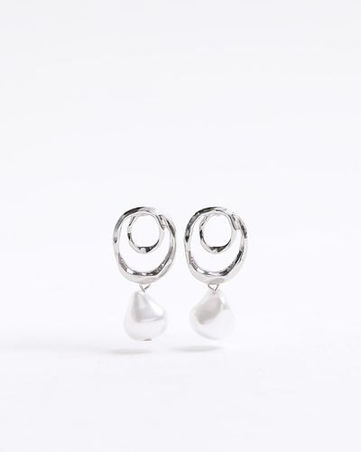 River Island Silver Pearl Swirl Earrings - White