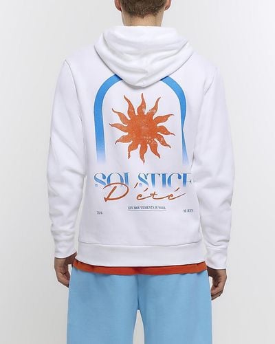 River Island White Regular Fit Solstice Graphic Hoodie - Gray