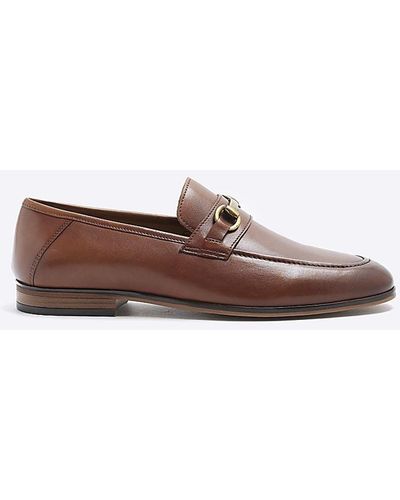 River Island Brown Leather Snaffle Loafers