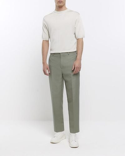 River Island Stone Tapered Textured Pants - White