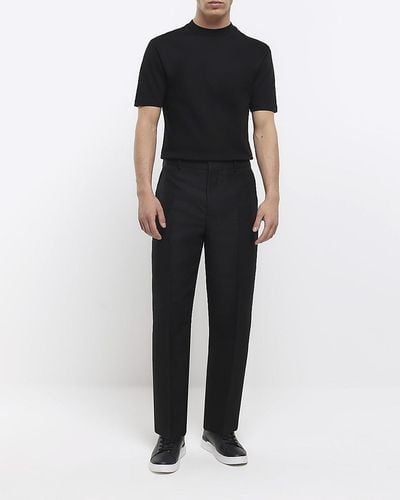 River Island Textured Trousers - Black