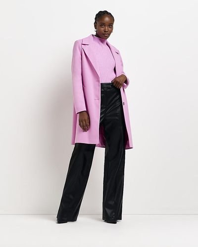 River Island Collared Coat - Pink
