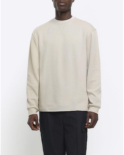 River Island Stone Rib Sweatshirt - White