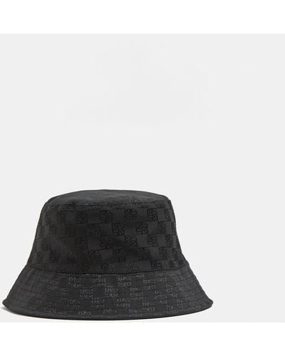 River Island Black Ri Chequerboard Bucket Hat