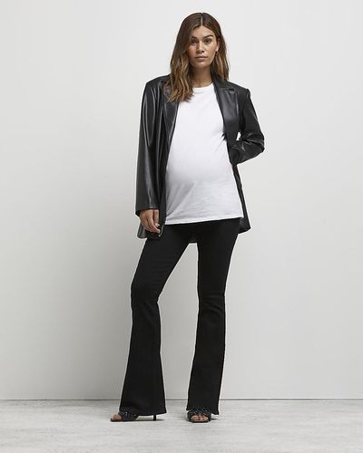 River Island Black Mid Rise Maternity Flared Jeans