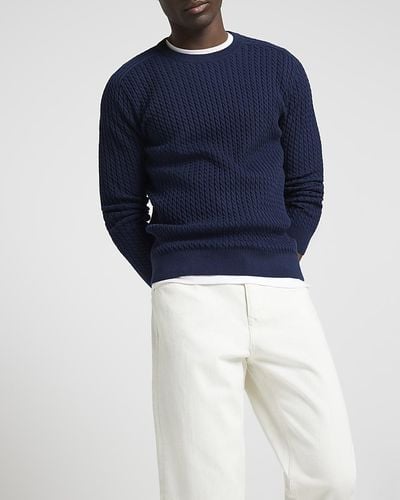 River Island Cable Knit Jumper - Blue