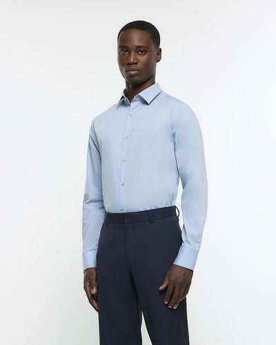 River Island Blue Slim Fit Smart Shirt