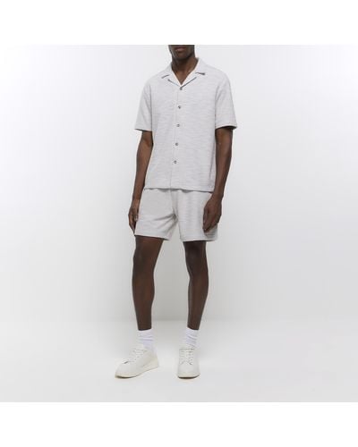 River Island Regular Textured Boucle Shorts - White