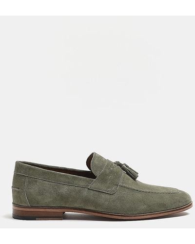River Island Green Suede Tassel Loafers