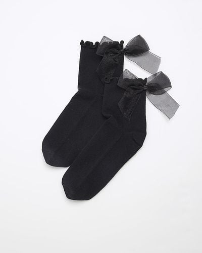 River Island Bow Frill Ankle Socks - Blue