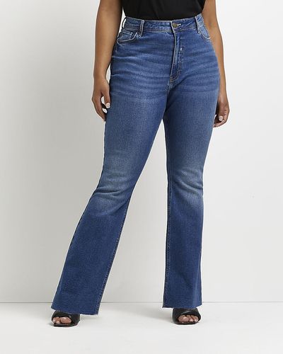 River Island Plus Blue Mid Rise Flared Jeans