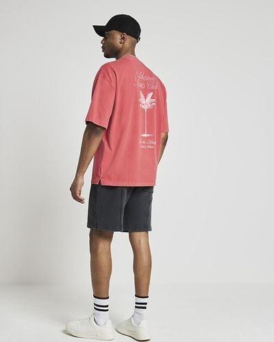 River Island Regular Graphic Embroide T-shirt - Pink