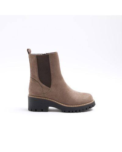 River Island Suedette Ankle Boots - Brown