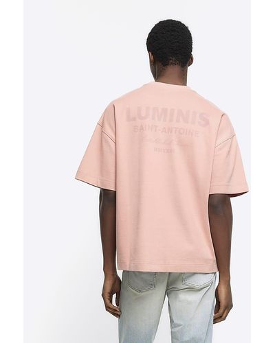 River Island Coral Luminis Heavy T-shirt - Pink