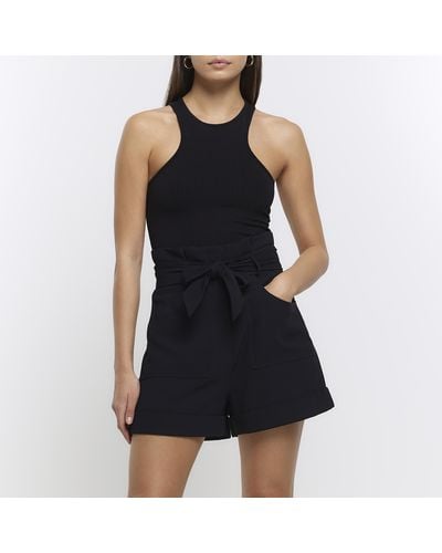 River Island Black Tie Front Shorts
