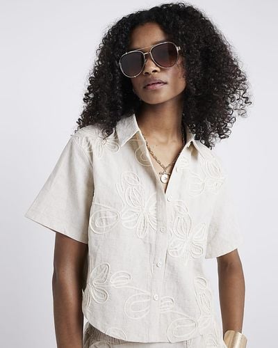 River Island Stone Embroidered Shirt - White