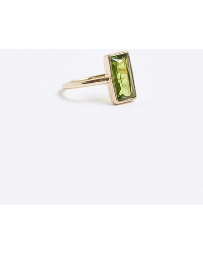 River Island Gold Color Stone Ring - White