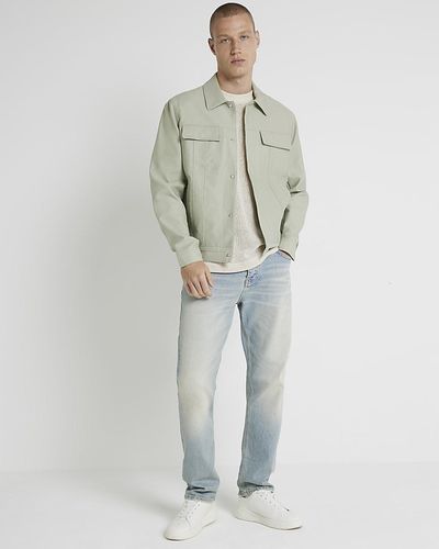 River Island Green Regular Fit Linen Blend Jacket