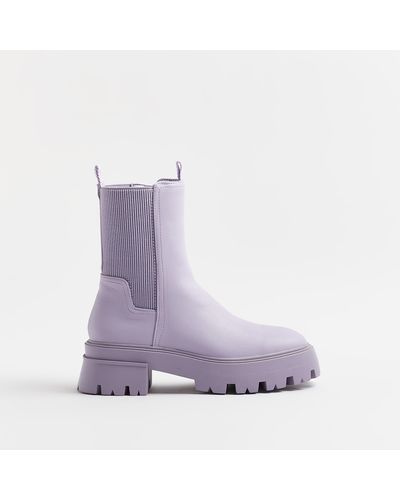 River Island Chunky Ankle Boots - Purple
