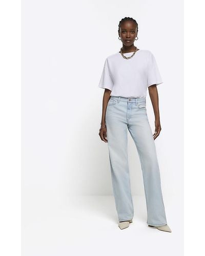 River Island High Waisted Relaxed Straight Leg Jeans - White