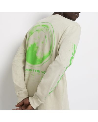 River Island Ecru Regular Fit Graphic Long Sleeve T-shirt - Green