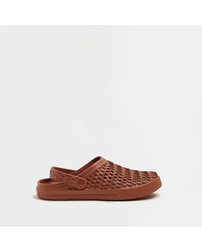 River Island Rust Closed Toe Woven Mules - Brown