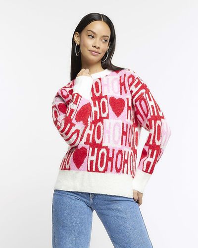 River Island Red Christmas Jumper
