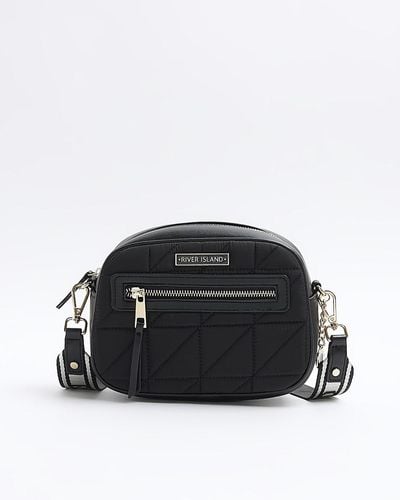 River Island Black Quilted Camera Cross Body Bag