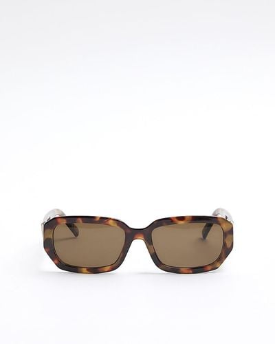 River Island Brown Rectangle Tortoise Shell Sunglasses