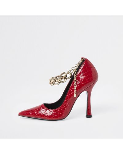 River Island Red Chain Strap Court Shoes