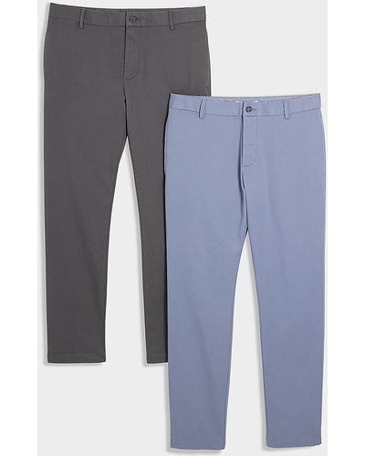 River Island 2pk Grey Skinny Fit Smart Chino Pants - Blue