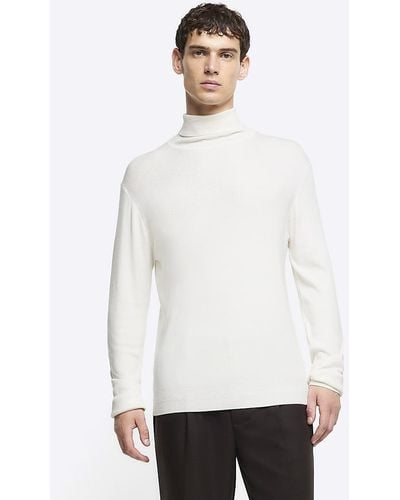 River Island Roll Neck Fine Knit Sweater - White