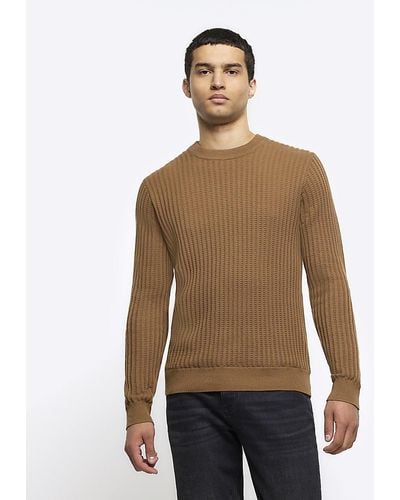 River Island Waffle Texture Sweater - Natural