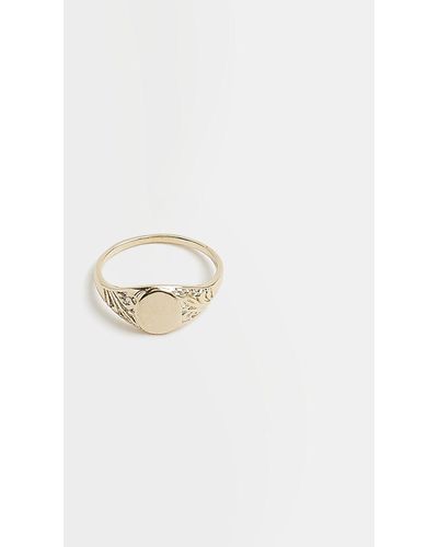 River Island Gold Colour Engraved Pinky Ring - White