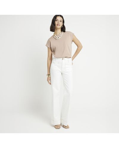 River Island White Relaxed Wide Fit Jeans