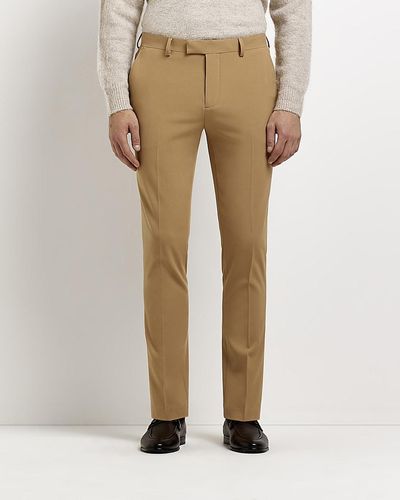 River Island Brown Super Skinny Fit Suit Pants - Natural