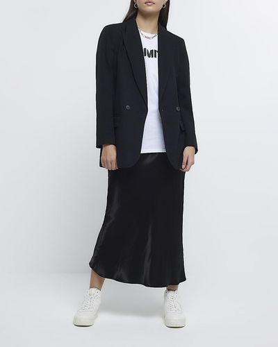 River Island Black Satin Maxi Skirt