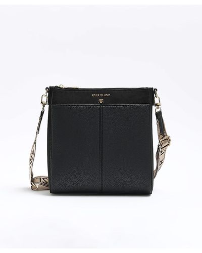 River Island Black triple compartment cross body bag ($72) ❤ liked on  Polyvore featuring bags, handbags, shoulder bags,…