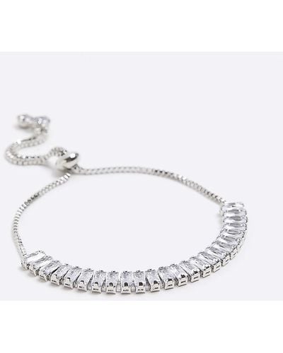 River Island Silver Diamante Bracelet - White