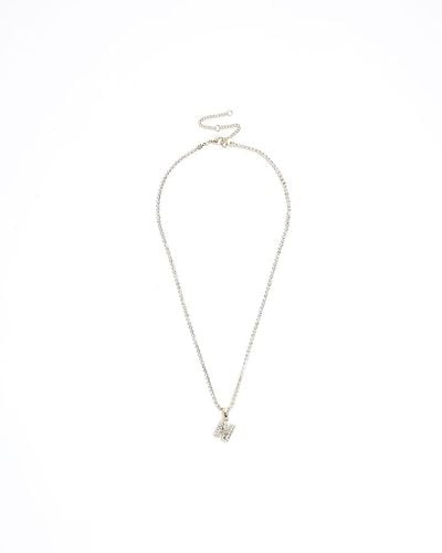 River Island Gold N Initial Necklace - White