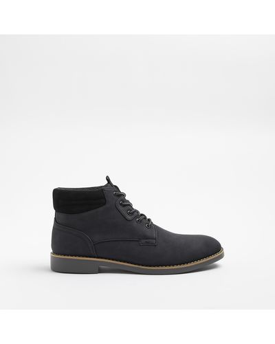 River Island Black Wide Fit Chukka Boots