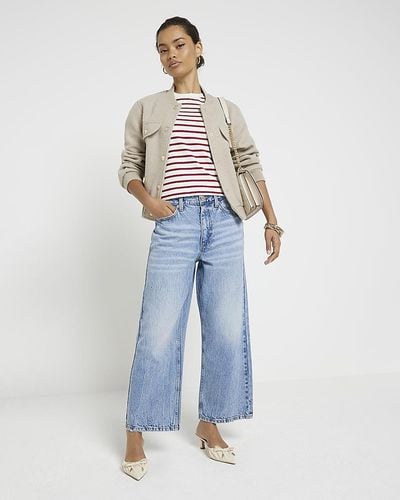 River Island Petite Blue Cropped Relaxed Straight Jeans
